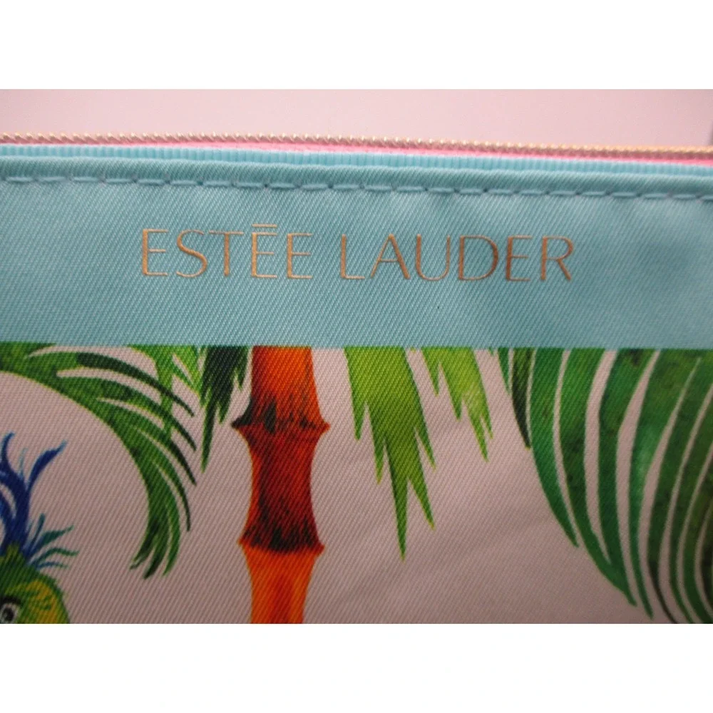 Estee Lauder‎ Ruben Toledo Tropical Parrot Makeup Bag Blue White Floral Cosmetic